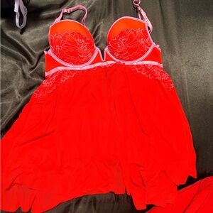 Elegant Red Lace Babydoll Lingerie